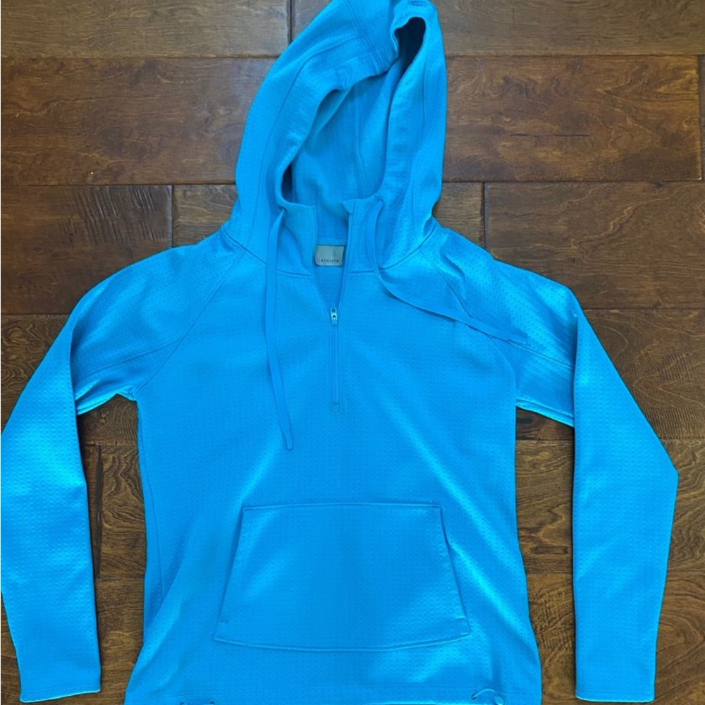 Athleta Size Small Blue Half Zip Pullover Hoodie With Fleece Lining